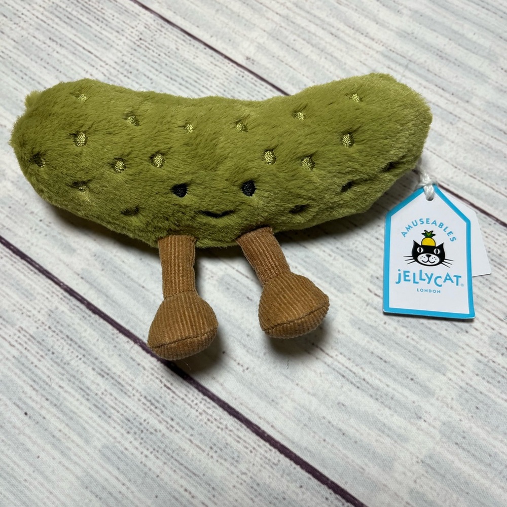 Jellycat Green Plush Pickle with Brown Legs
